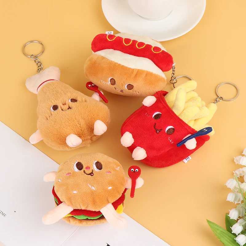 1 Kaii Food Bread Burger Hot Dog French Fries Plush Doll Soft Fill Plush Pendant Keychain Childrens Gift ToyXJ250409