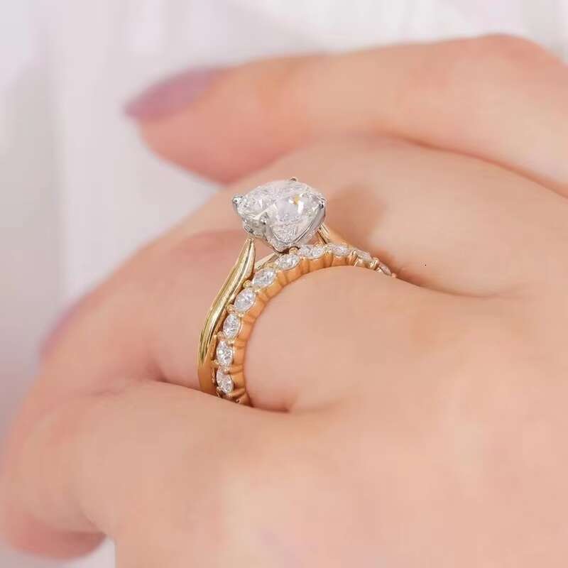 Customized High Jewelry 2ct Moissanite With GRA Certificate Gold Ring Classic 4 Claws 18k Yellow Gold Wedding Ring
