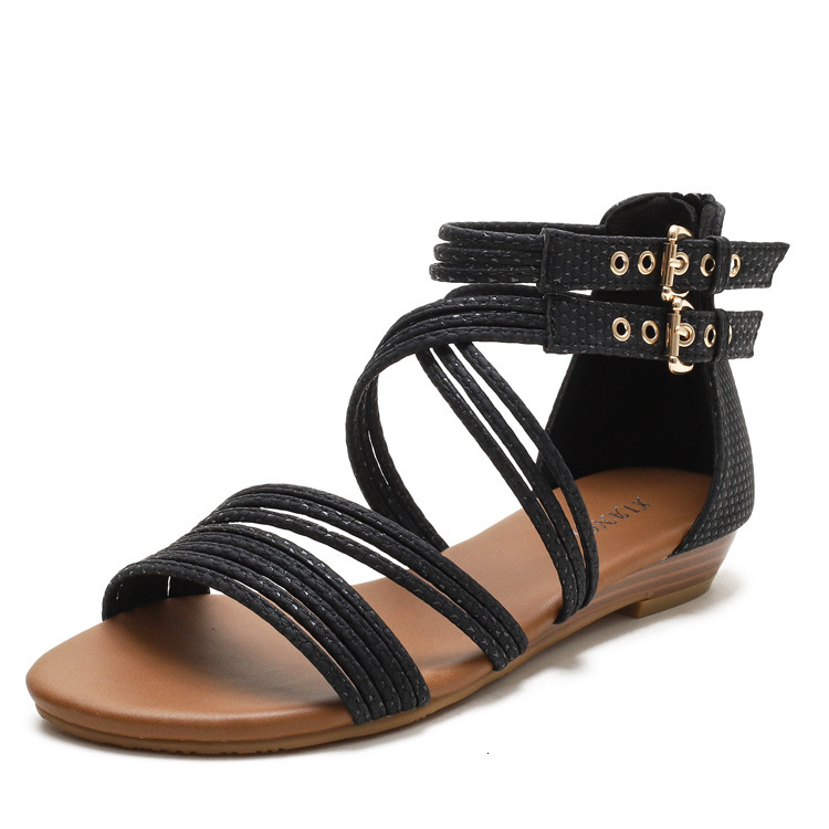 2025 Summer New Slope Heel Sandals Open toed Women's Shoes Thick Soft Bottom Designer Fashion Cross Roman Cool Boots