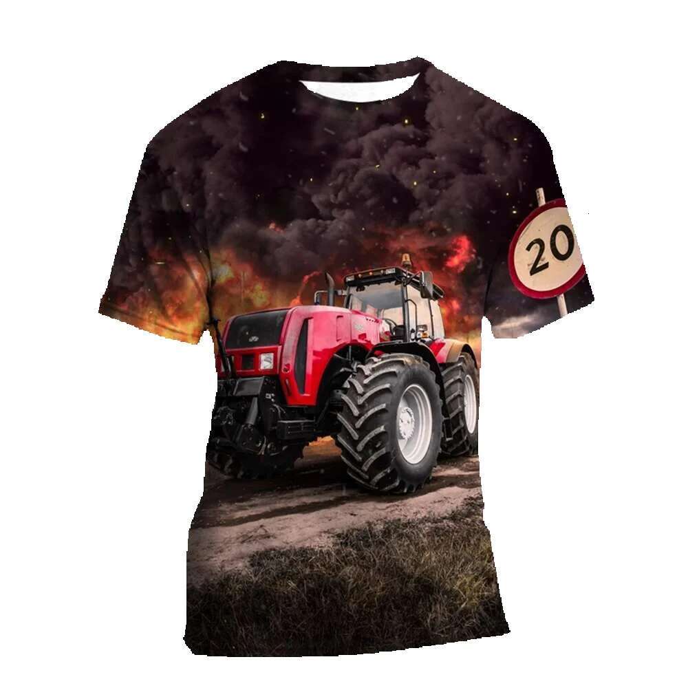 3D printed new tractor fashionable children's cool street clothing, hip-hop T-shirt, men's and women's funny short sleeved summer top