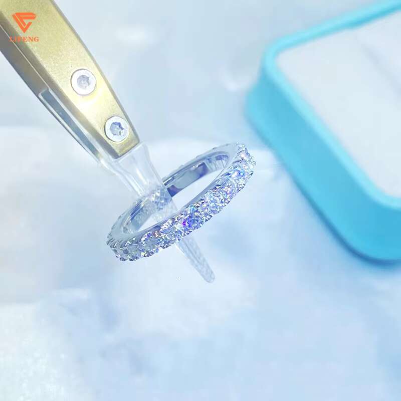 Wholesale Sparking Vvs Moissanite Diamond Ring Round Cut 925 Silver Hip Hop Jewelry Engagement Wedding Rings
