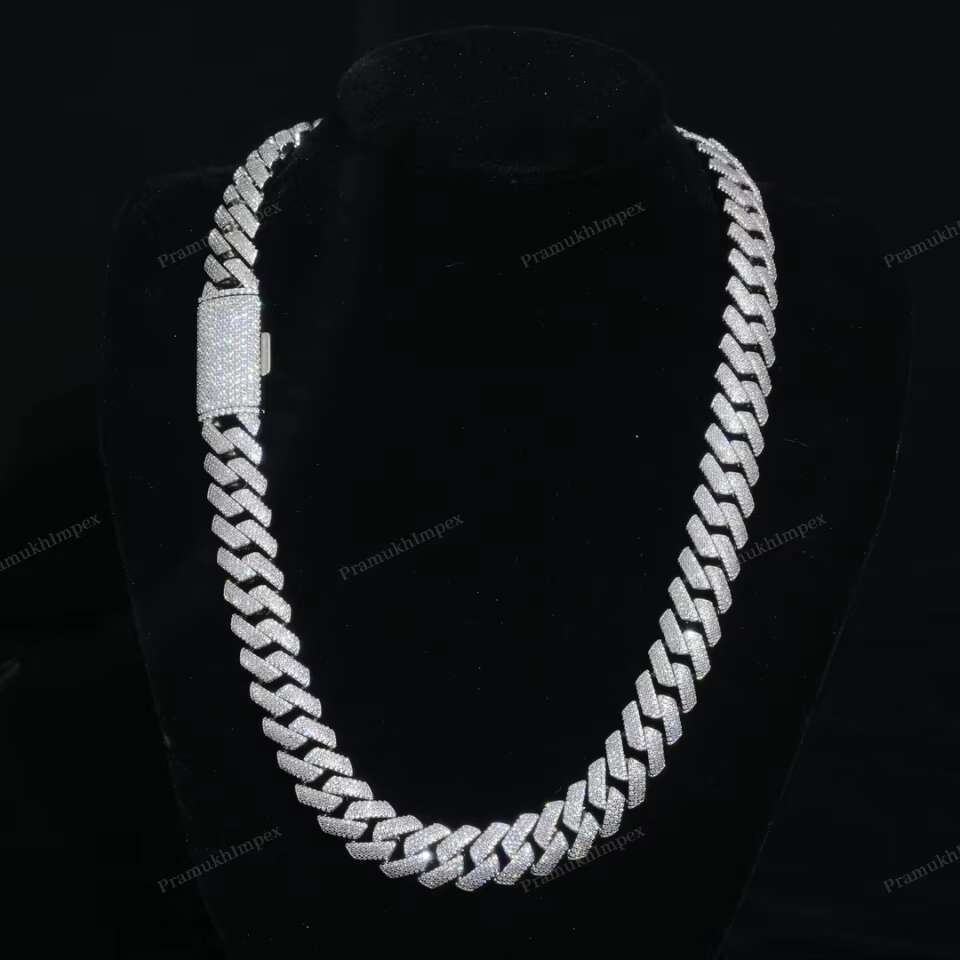 Iced Out 16MM Cuban Link Chain Sterling Silver Moissanite Extended Clasp Hip Hop Thick Miami Necklace Luxury Statement Jewelry