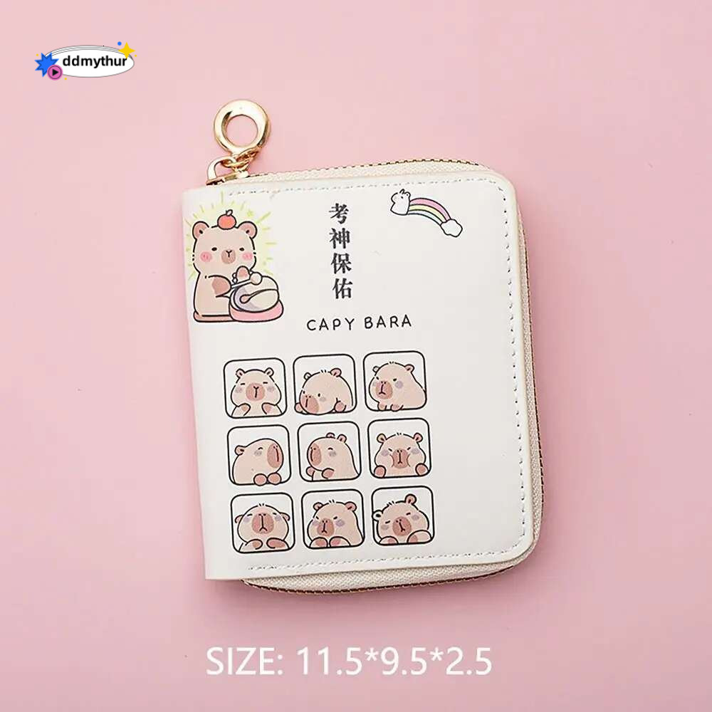 Vintage Capybara Money Coin Purse PU Leather Zipper Credit Holoder INS Style Card Wallets for Girls Students Gift Clutch ddmythur