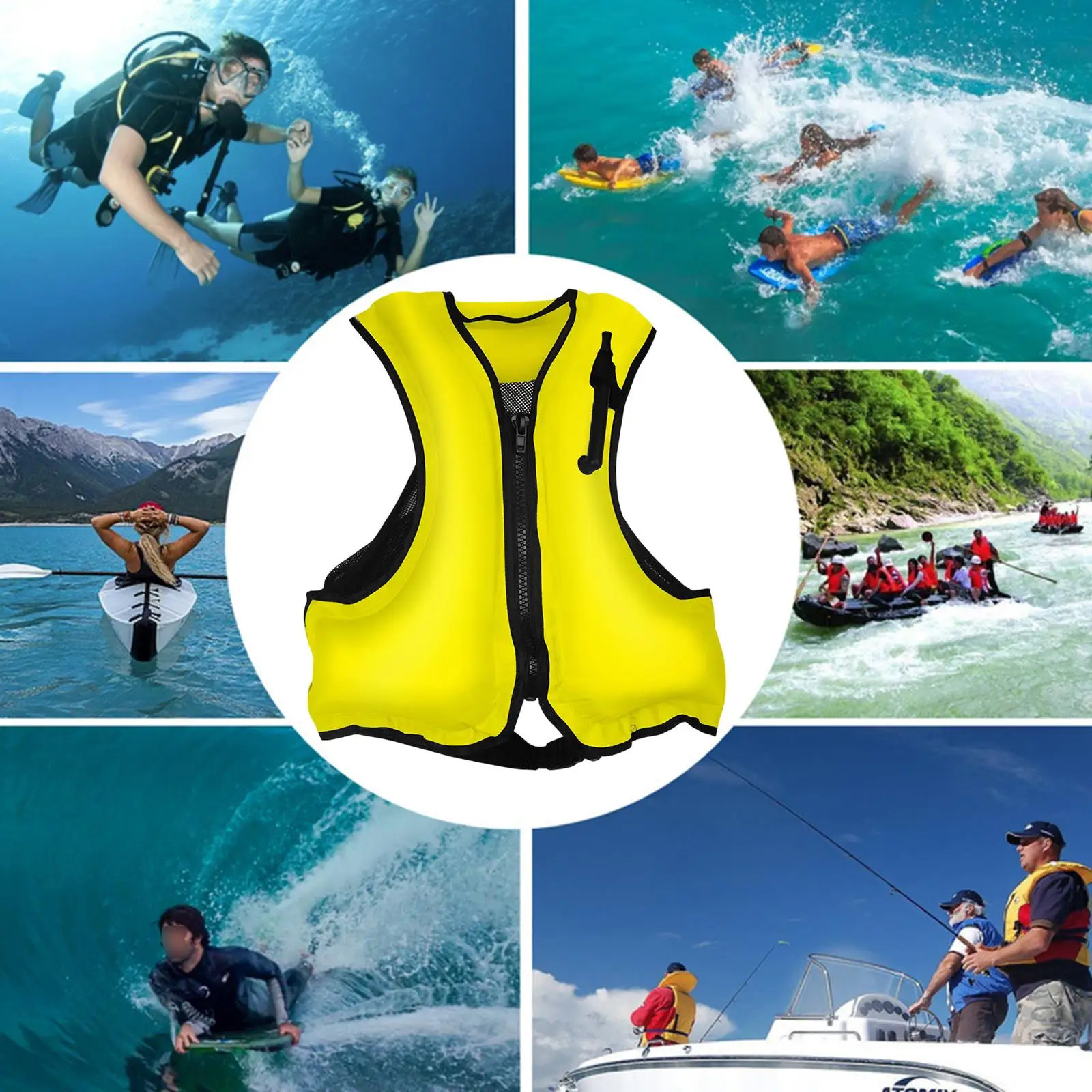 Inflatable jacket life vest auxiliary equipment used for drifting outdoor fishing buoyancy vest breathable swimsuit surfing boat accessories 250409