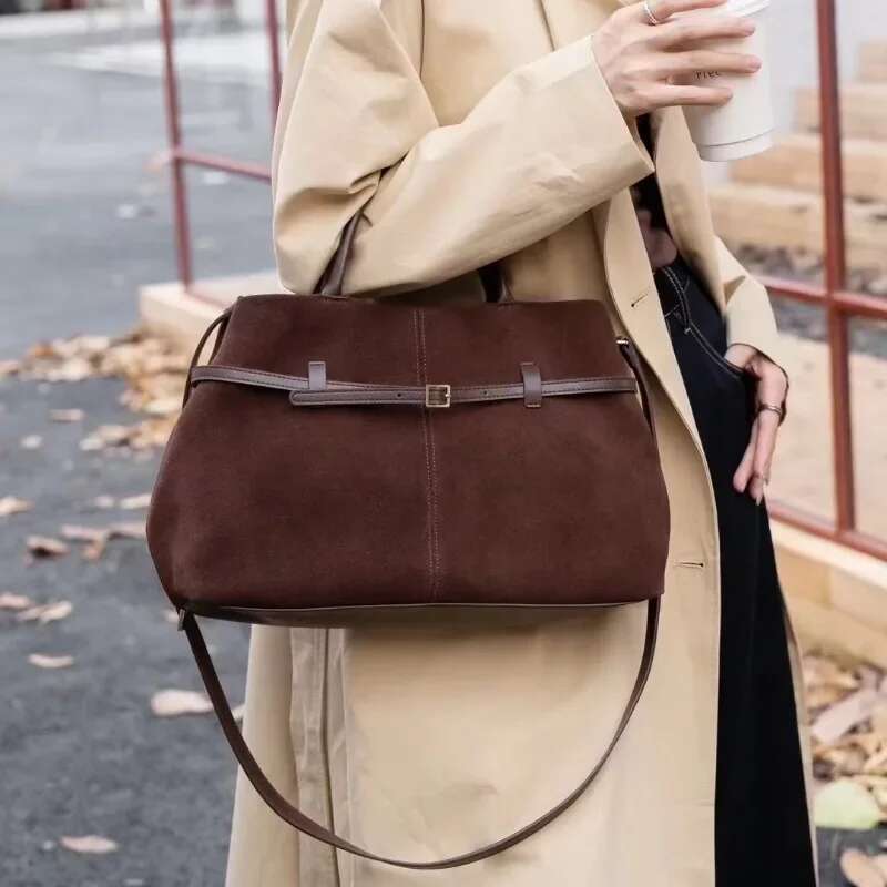 Autumn New Genuine Leather Suede Women's Bag Large Capacity Tote Frosted Single Shoulder Diagonal Handbag For Women