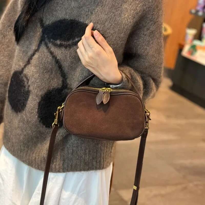 Woman Cowhide Genuine Leather Shoulder Ladies Quality Nubuck Handbag Female Fashion Design Crossbody Bag Women