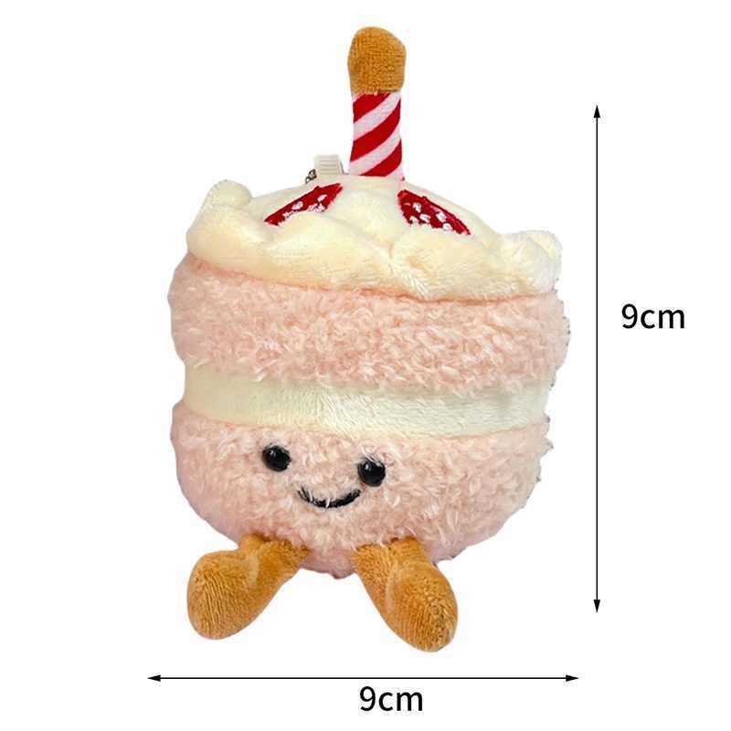 Cartoon birthday cake plush pendant toy simulation birthday cake keychain creative fun backpack decoration birthday giftXJ250409