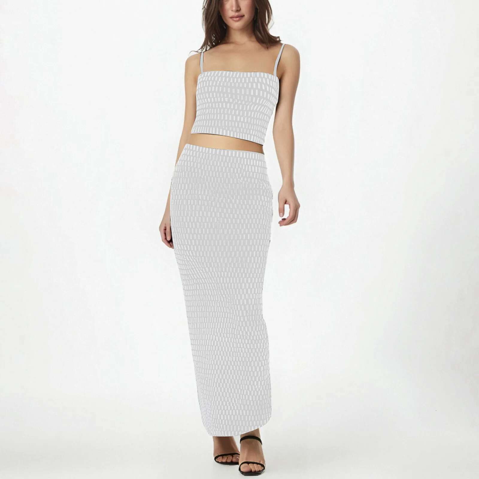 Dongdumaoyi Kliou Women S Sequins Matching Piece Set Shiny Sling Crop Tanks High Waist Maxi Skirts Elegant Street Outfits Suspenders