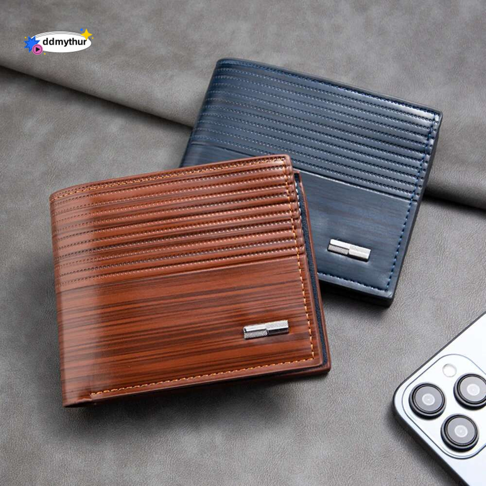 New Style Men Short Pu Leather Large Capacity Wallets Vintage Thin Male Credit Card Holder Black Small Money License Purses ddmythur