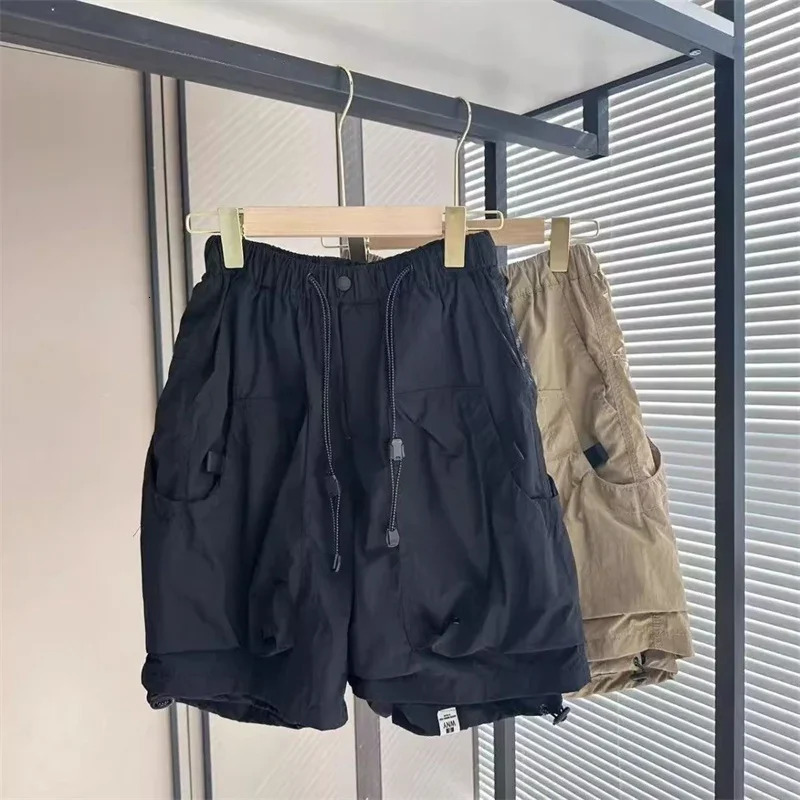 Summer vintage Bermuda mens shorts gym multi pocket sports casual breathable Y2K streetwear 250409