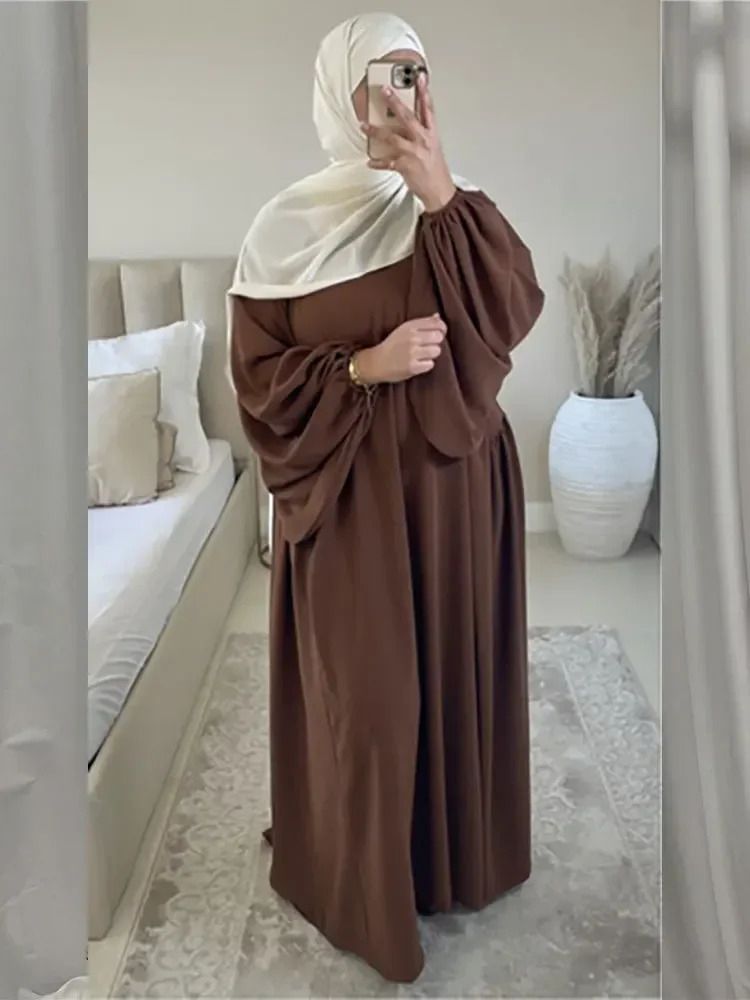 Ordinary Prayer Abaya Womens Balloon Sleeve Muslim Long Dress Islamic Abayas Ramadan Loose African Dubai Headscarf Robe Kaftan 250409