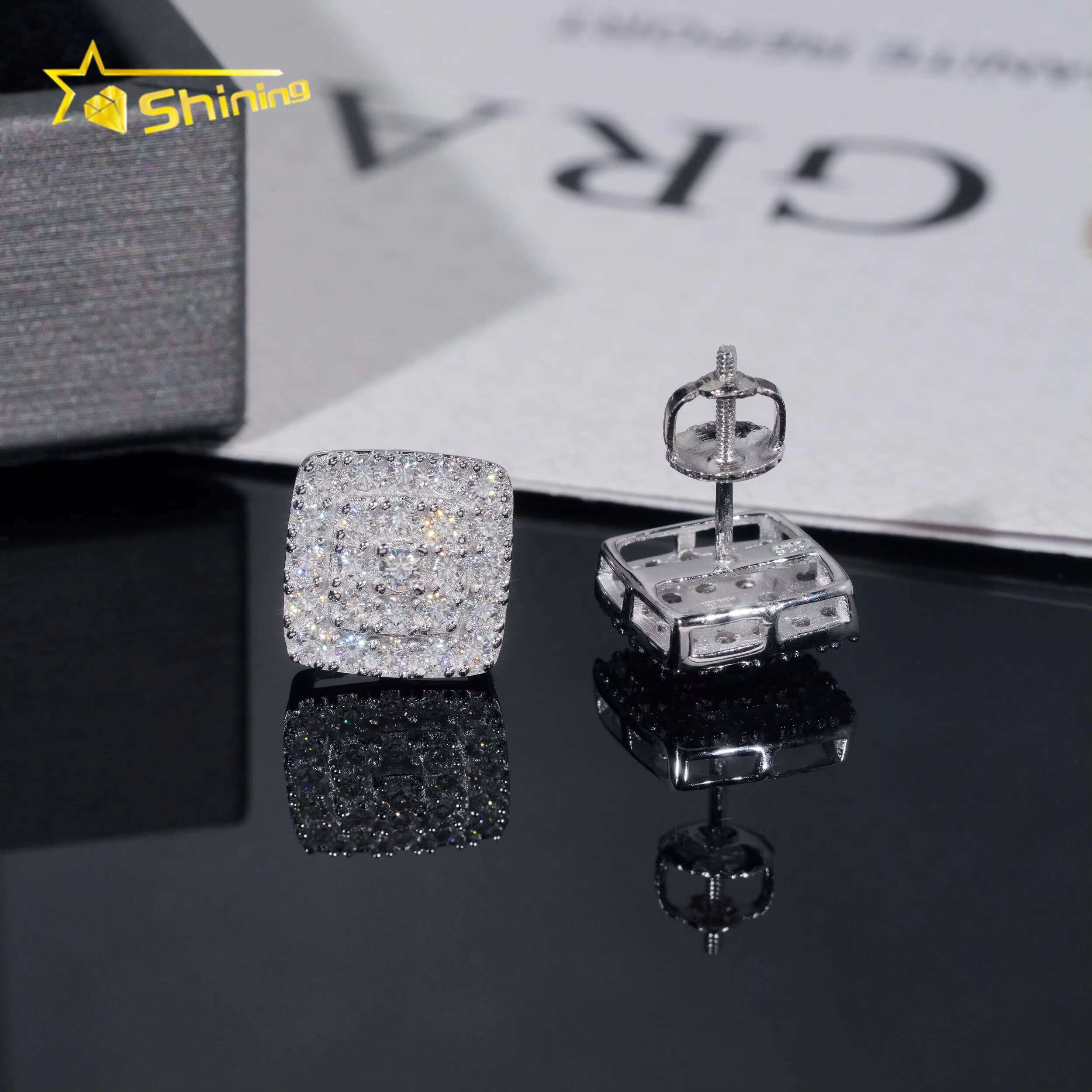 Luxury Earrings Sterling Silver 925 VVS Moissanite Diamond Lab Diamond Hip Hop Jewelry Stud Earrings