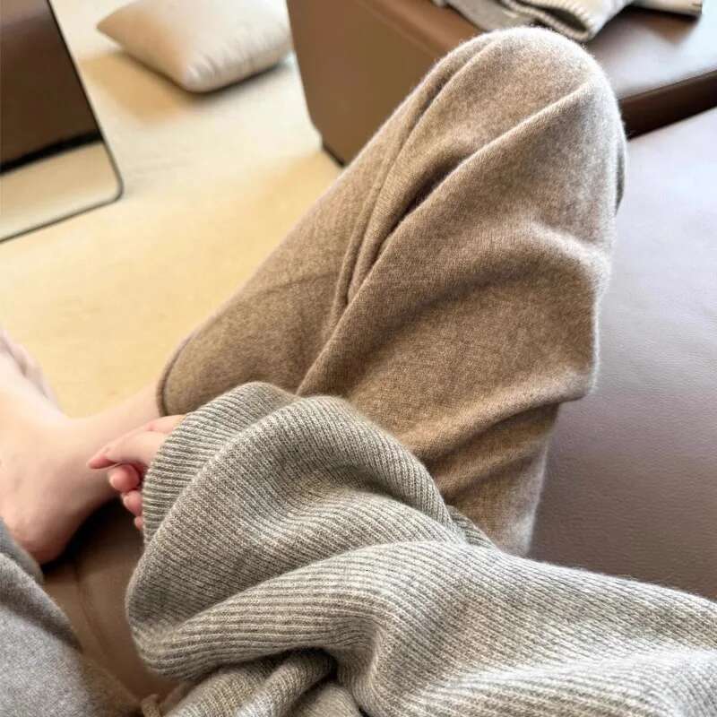 Advanced Knitted Wide For Women's Autumn And Winter New Style High Waist Slimming Straight Leg Casual Pants