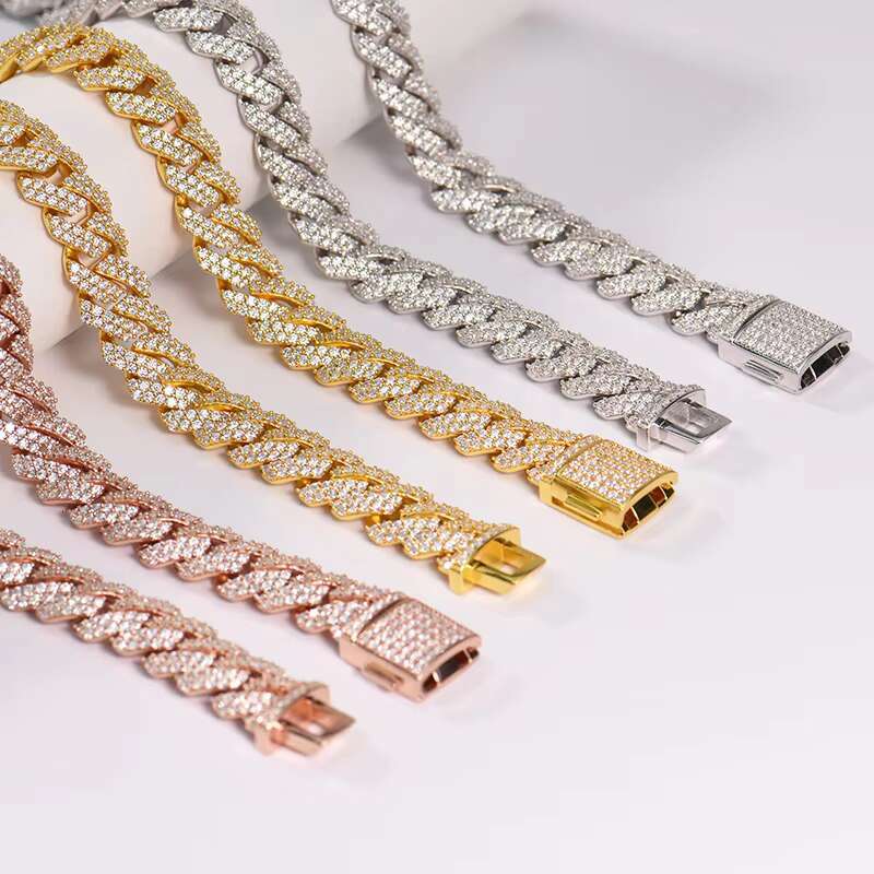 High Quality HIPHOP Mans Chain 925 Sterling Silver Moissanite Cuban Chain VVS Diamond Moissanite Necklace Jewelry