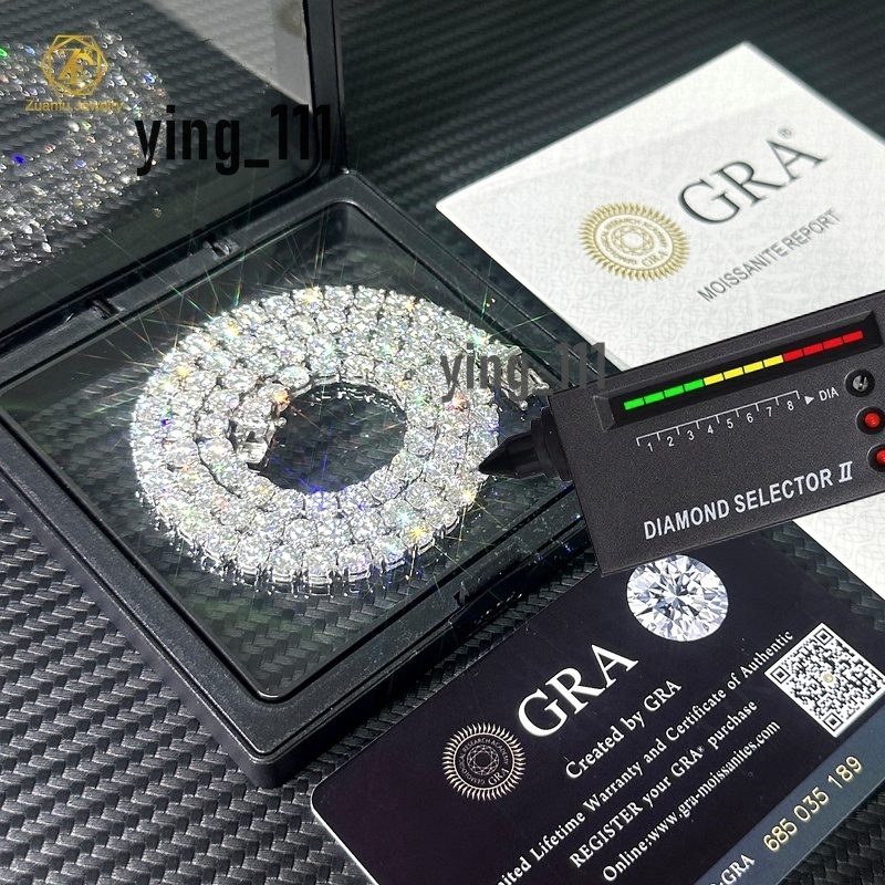 Cheap Price Moissanite Hiphop Necklace 2mm 3mm Iced Out Diamond Tennis Chain 925 Sterling Silver 4mm 5mm Moissanite Tennis Chain