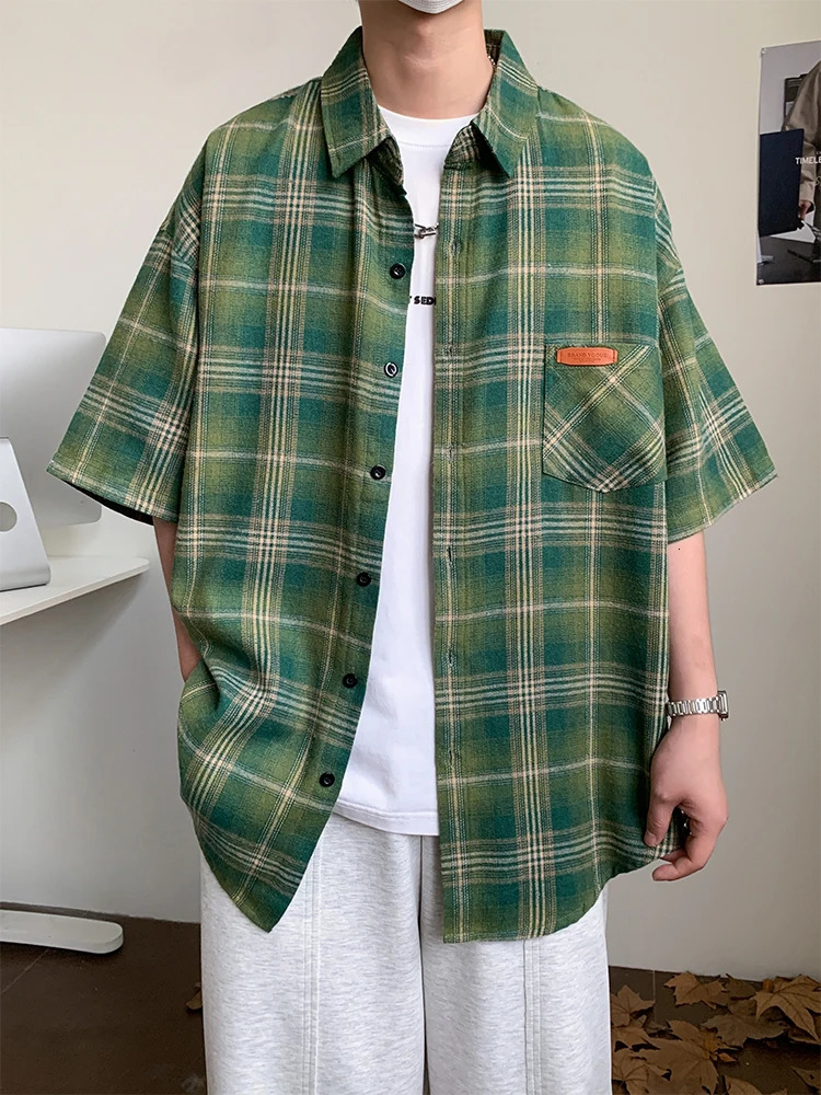 Summer mens plain cotton short sleeved plus size 6XL 7XL 8XL 10XL green oversized formal casual high-quality 250408
