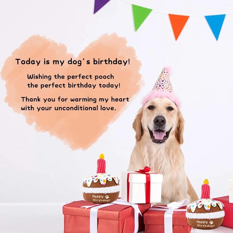 Update Wholesale Dog Toy Pet Birthday Cake Candle Decoration Girl Boy Gifts Squeaky Plush