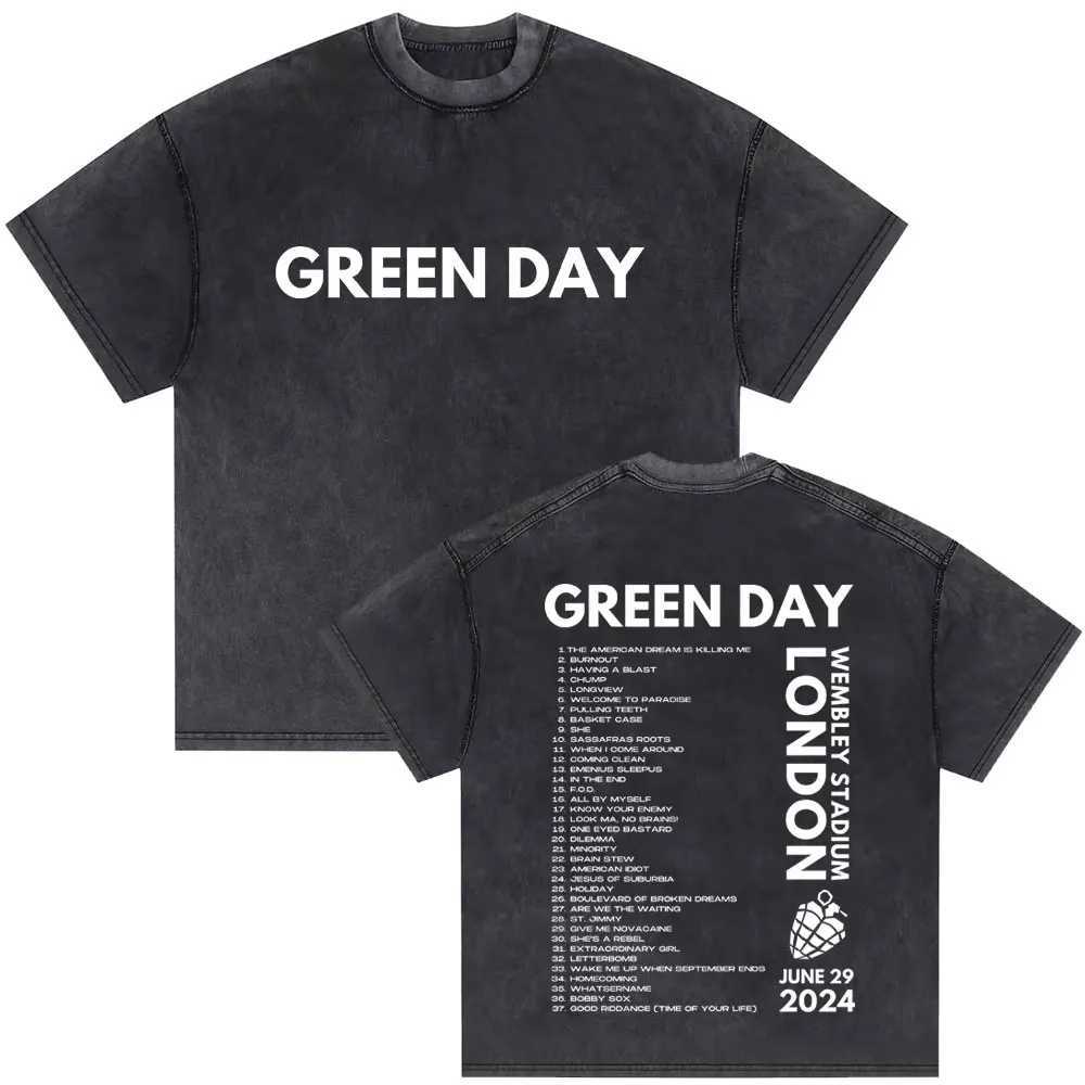Washed Retro Punk Band Green Day Dookie Graphic T-shirt Mens Classic Gothic Rock T-shirt Mens Extra Large T-shirt Mens Street ClothingXJ250409