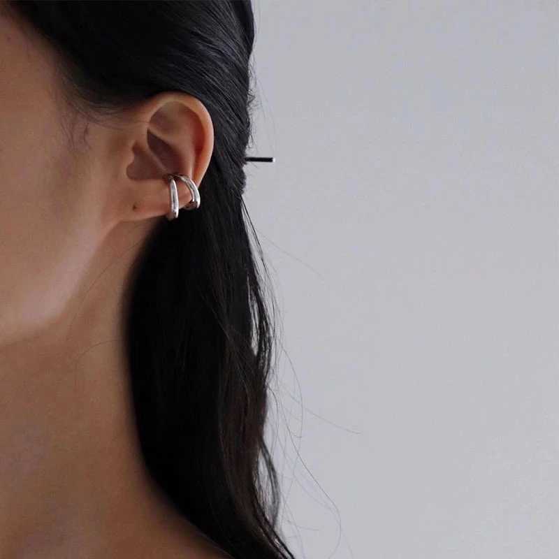 Fake Piercing Earcuff Double Circle Ear Cuff Faux Earrings for Women Man Hiphop Vintage Cuffs Earclips Accessories Korean Fashio Z250408