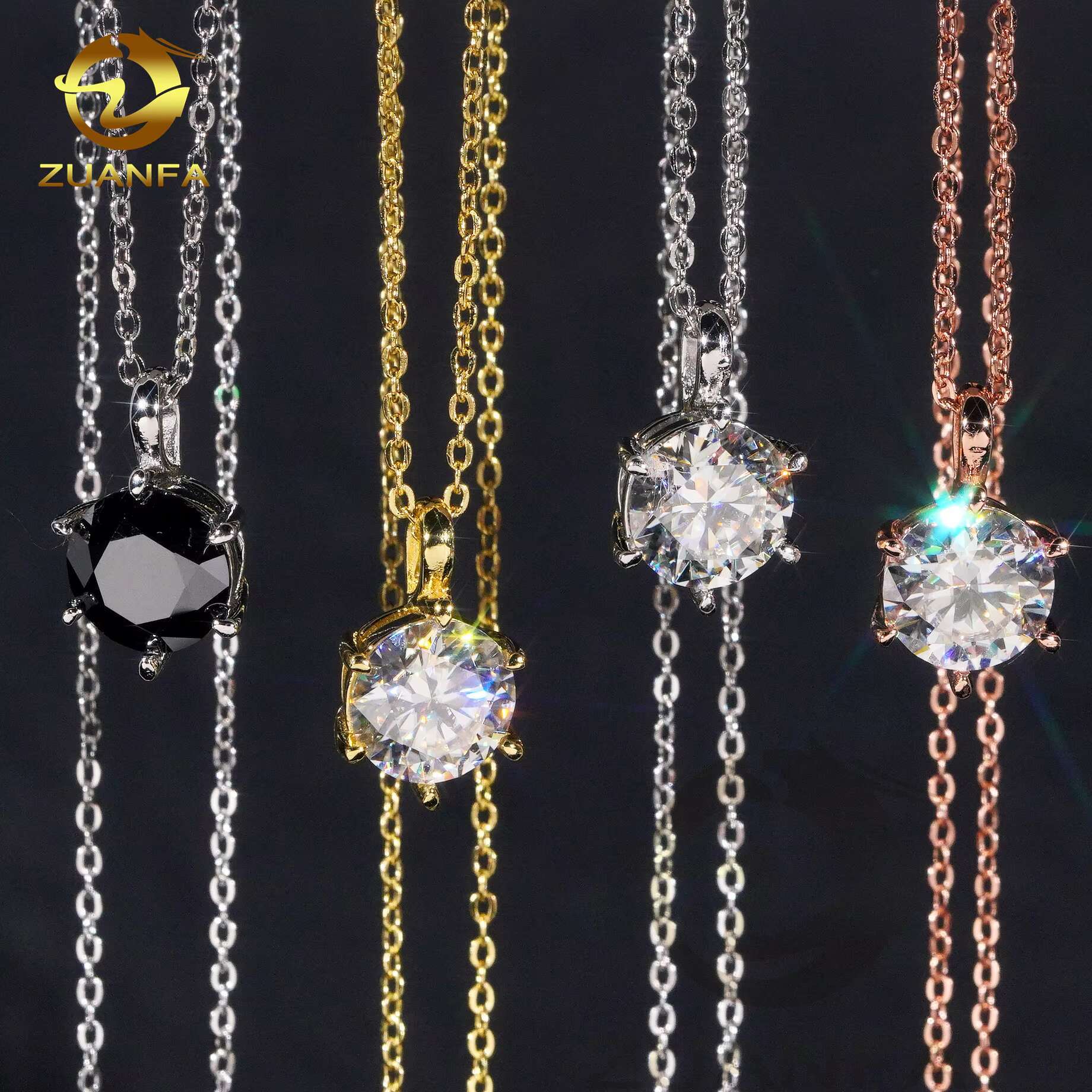 Jewelry Sets 925 Sterling Silver Moissanite 8mm 2carats Necklace 4carats Stud Earrings Dropshipping Jewelry