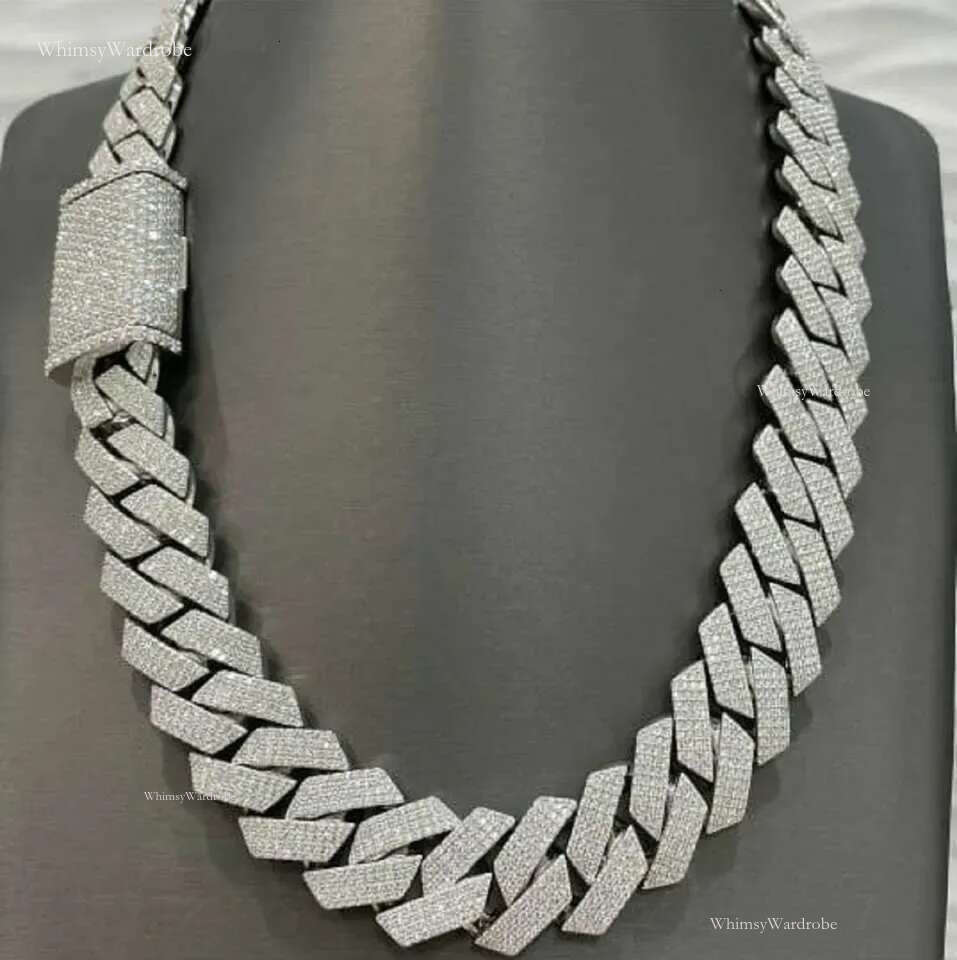 VVS Moissanite Dia Cuban Chain Fast transport sterg sier chain20mm Real man necklace