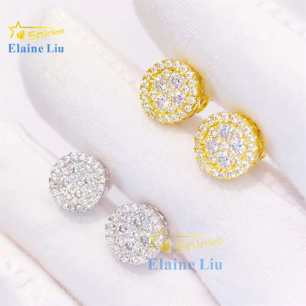 High Quality 18k Gold Plated 925 Sterling Silver Fashion Jewelry Luxury Vvs Moissanite Stud Earrings