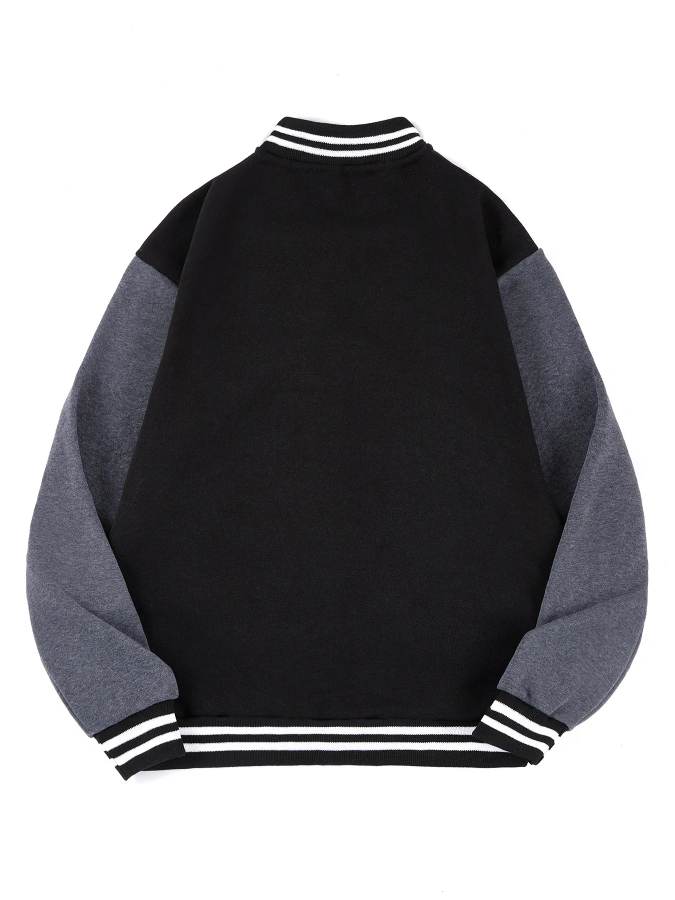 Black college letter printed jacket womens winter wool baseball uniform hiphop street casual warm and soft clothing 250409