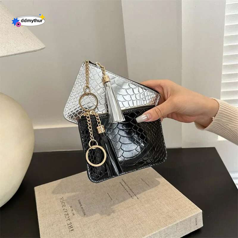 Fashion Crocodile Print Glossy Mini Cute Purse PU Small Wallet for Women Portable Card Holder ID Bag Key Coin Pouch ddmythur