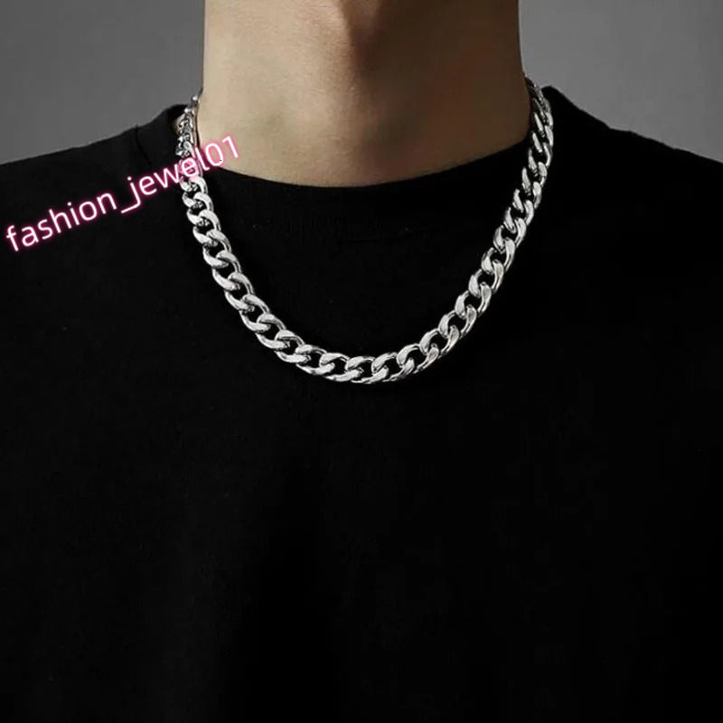 Stainless Steel Chain Necklace Long Hip Hop for Women Men on The Neck Fashion Jewelry Gift Accessories Silver Color Choker