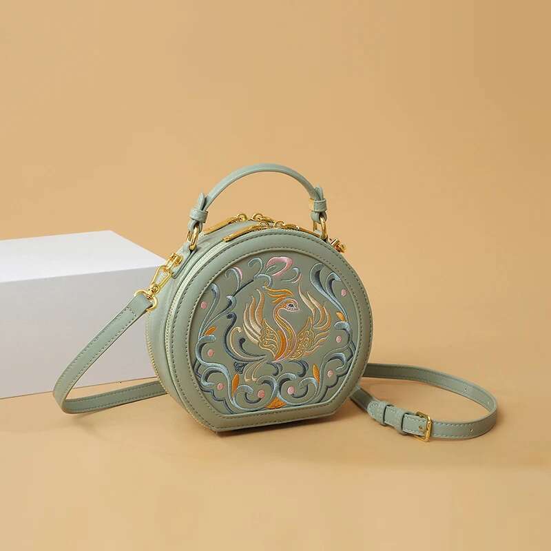 High Aesthetic Embroidery Ethnic Casual New Chinese Style Small Round Shoulder Crossbody Bag, Handbag