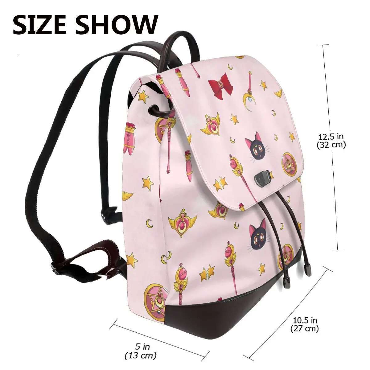 New Women's Multifunction Sailor-Moon Backpack Casual Leather School For Girls Fashion Travel Shoulder Bag