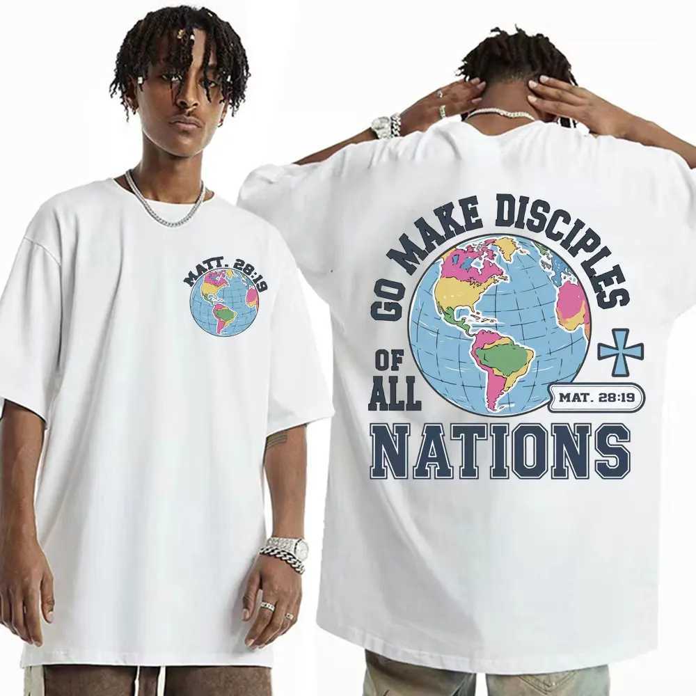 Go Make Disciples Christian Streetwear T-shirt Retro Mens Bible T-shirt Womens Fashion Aesthetics Cotton Short sleeved T-shirtXJ250409
