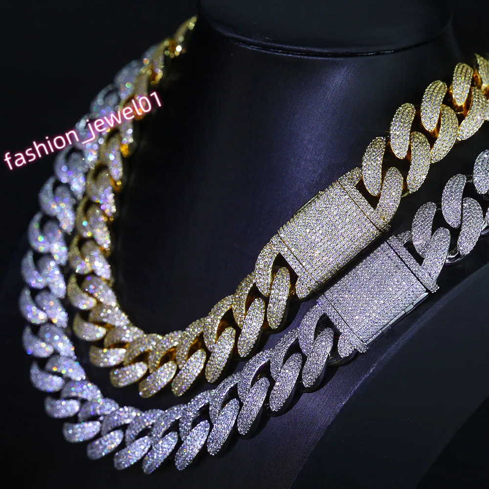 Bling Zircon Cuban Link Chain for Men Iced out 20mm Width Big Bubble Cuban Necklace Hip Hop Man Jewelry Wont Flip