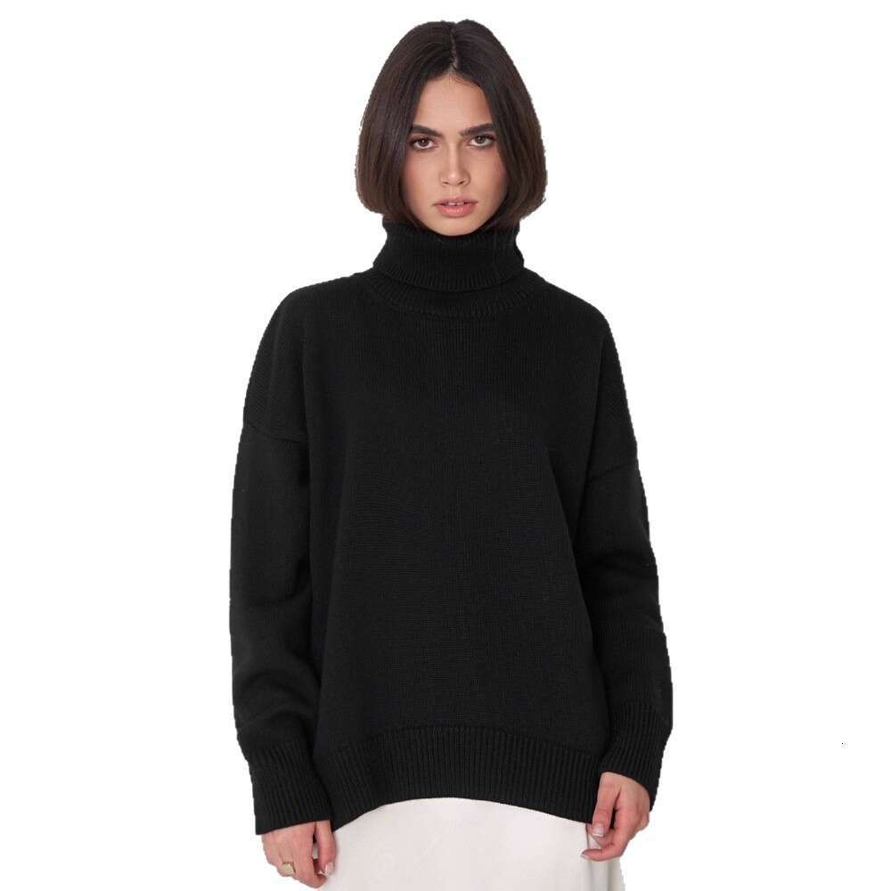 Solid Color Turtleneck 2025 Autumn Winter Comfortable Loose Classic Versatile Elegant Pullover Sweater women's knitwear