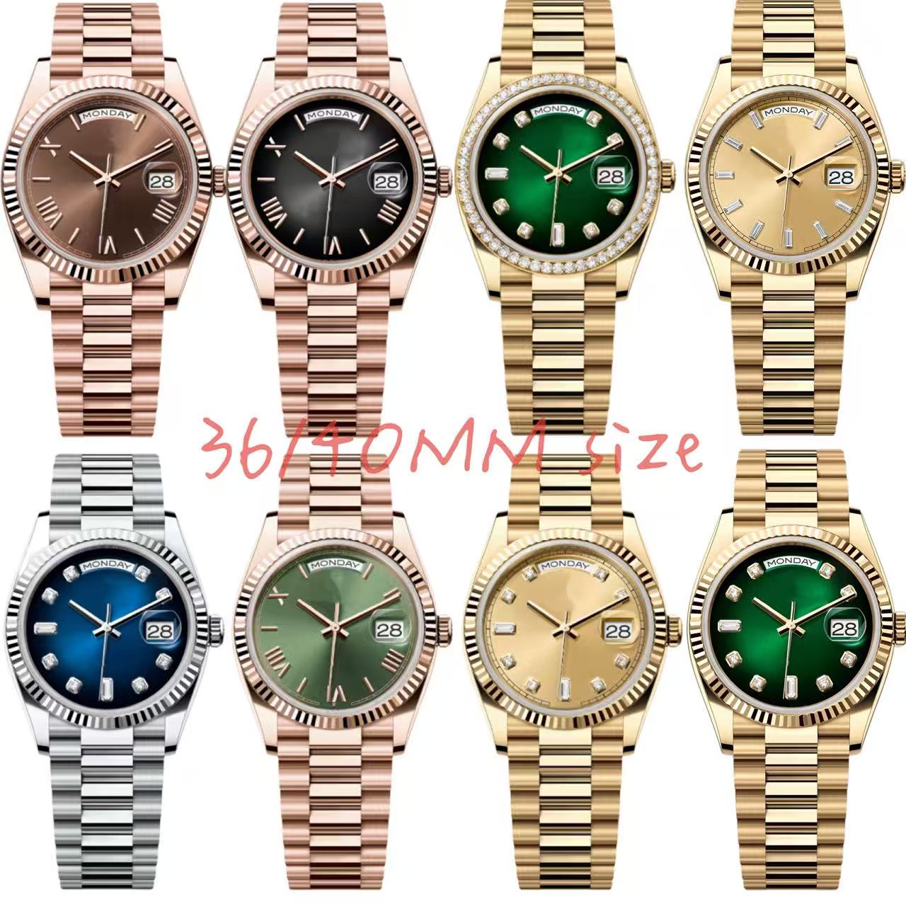 Mens watch women automatic day date watches men 40mm 36mm size high quality stainless steel designer watch with sapphire glass gold reloj orologio montre