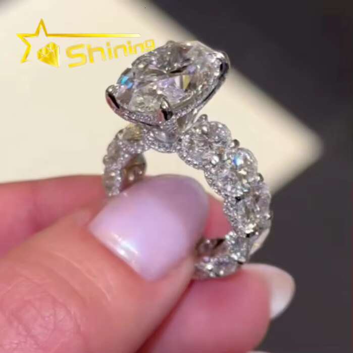Hot Selling Design Custom Moissanite Jewelry Fashion 14k Gold 925 Silver Wedding Rings Big Oval Cut Diamond Engagement Ring