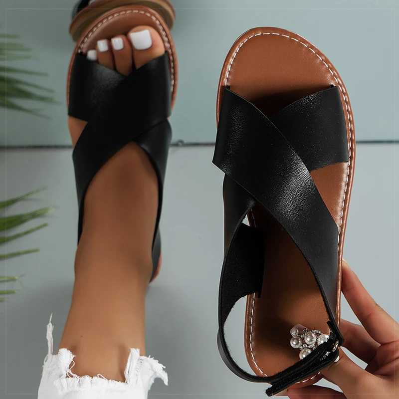 New Arrival Womens sandals womens flat shoes womens flat shoes soft Pu leather sandals De Mujer summer sandals womens beach shoes T250409