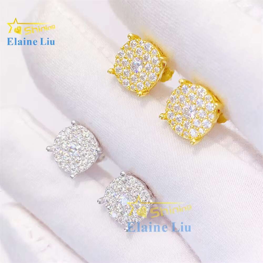 Pass Diamond Tester Hot Selling Custom Sterling Silver Fine Jewelry Diamond Vvs Moissanite Stud Earrings