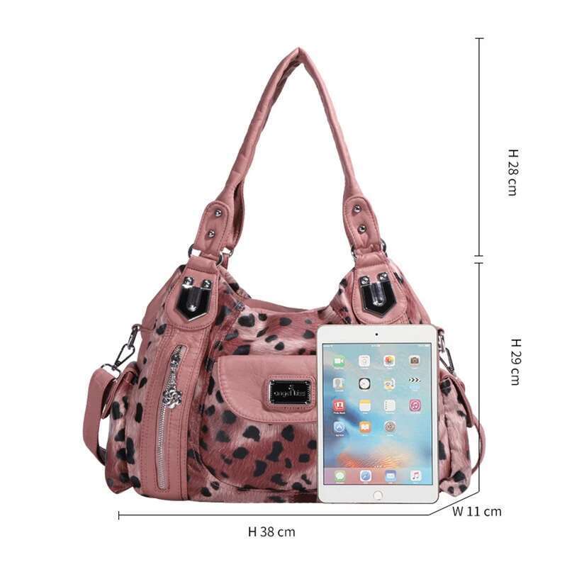Women Soft PU Leather Handbags Large Capacity Shoulder Multi-Pocket Shopping Crossbody Bag Fashion Leopard Tote Bags