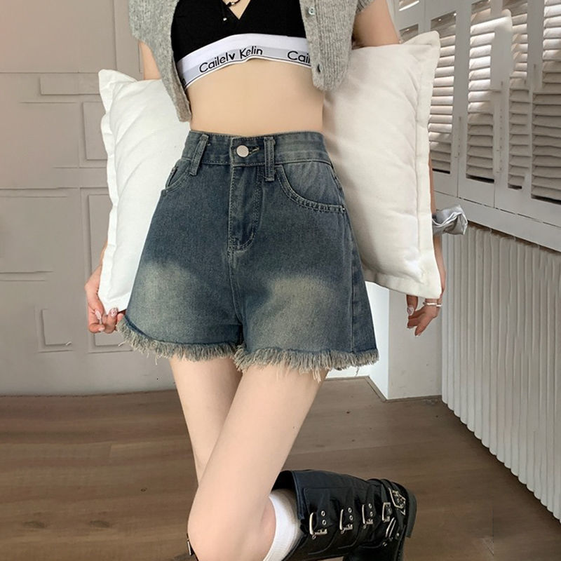 2025 New Designer Shorts Edge Design American Denim Shorts For Women Summer New High Waisted Straight Loose Slimming A-line Wide Leg Pants
