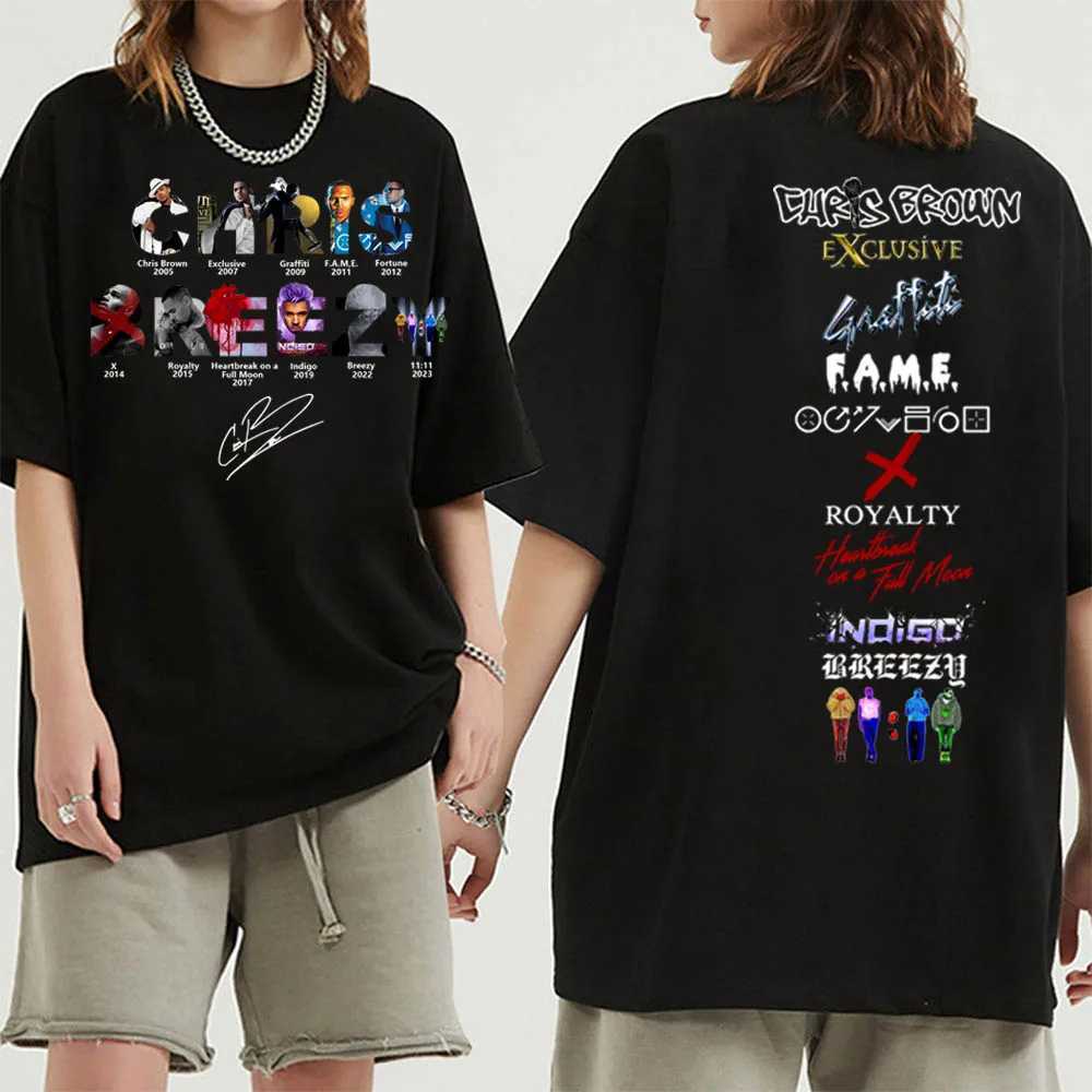 2024 Chris Brown Rap T-shirt 11 11 Album Series Merch T-shirt Unisex Harajuku O-neck Short sleeved Shirt Fan GiftXJ250409