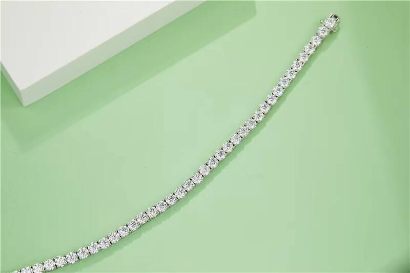 Fine Silver Jewelry Top Selling Moissanite Jewelry Silver S925 Sterling White 14k Gold Plated Diamond Tennis Chain Necklace