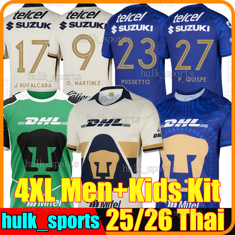 4XL 25/26 Liga MX UNAM Mexico 3rd soccer jerseys 2025 G. MARTINEZ PUSSETTO J. RUVALCABA QUISPE R.FUNES MORI LEO SUAREZ R. AVILA R. LOPEZ football shirts shorts men kids kit set