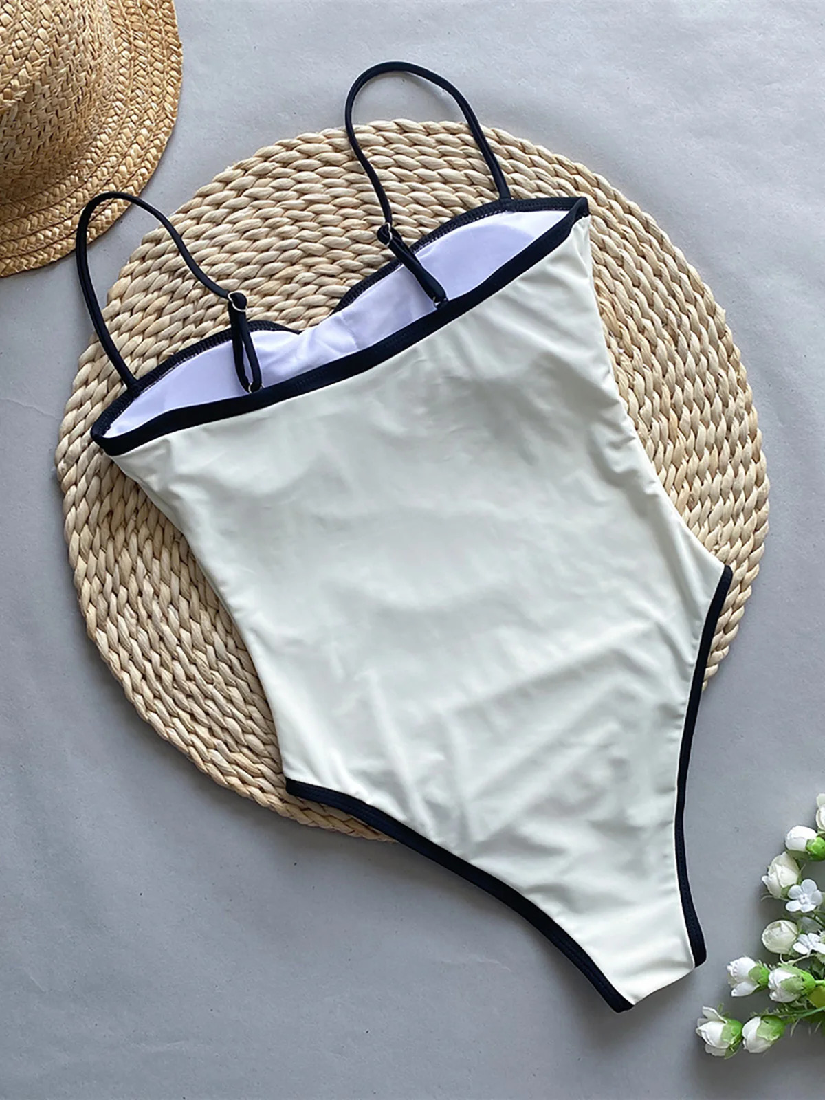 sexy spliced high leg cut womens onepiece swimsuit Monokini apron bathtub K5622 250409