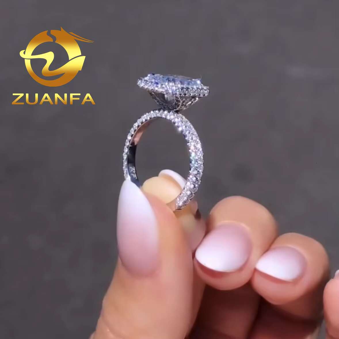 Halo Ring Radiant Cut Moissanite 10k Real White Gold Engagement Ring Custom Moissanite Ring for Men Women Anniversary Gift