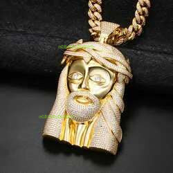 Pass Dia Tester VVS Moissanite Iced Out Jesus Head Face Pendant Bg Sterg Sier Big Piece Hip Hop Jewelry For Men
