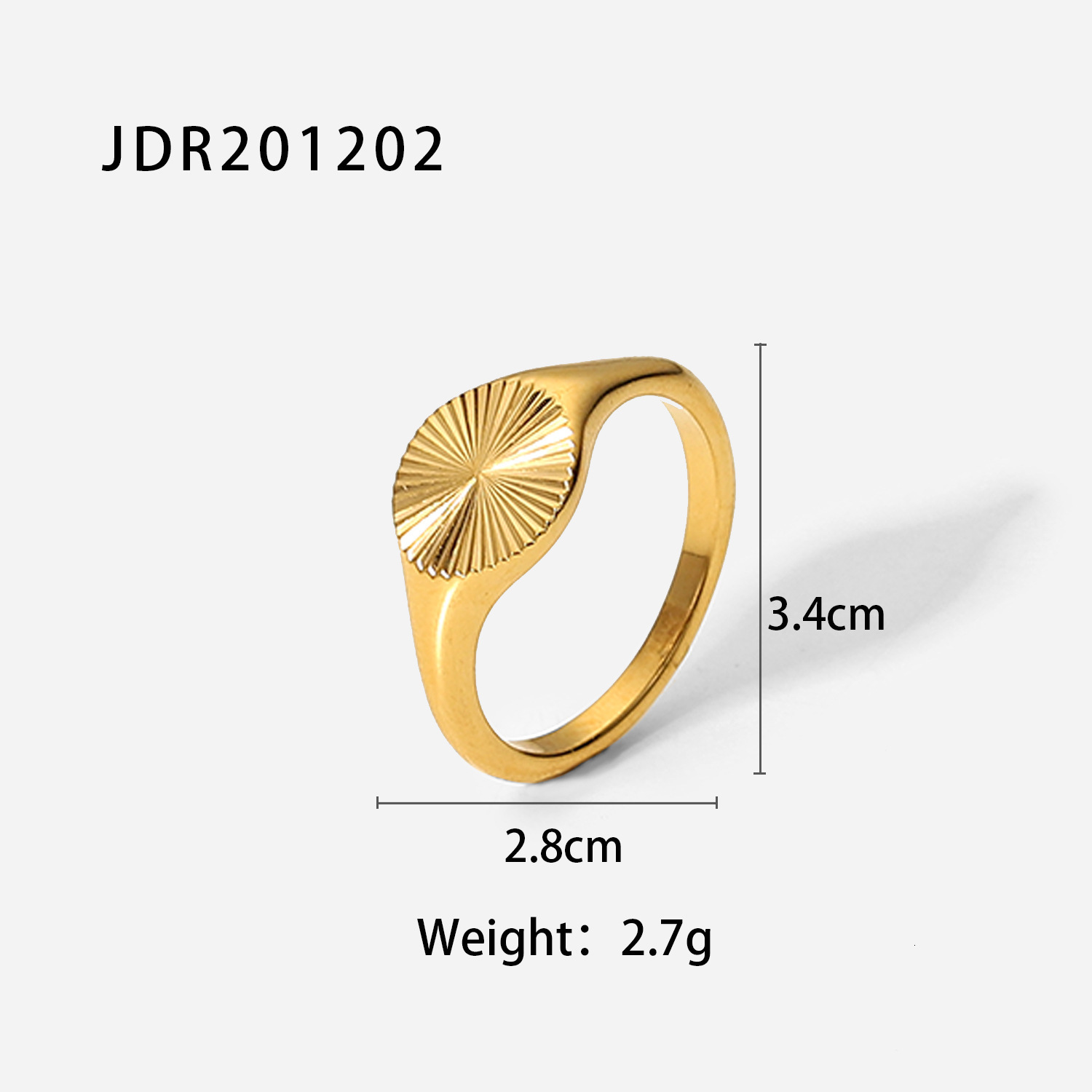 Ins style simple and fashionable carved stainless casting ray gold-plated flower shaped titanium steel ring