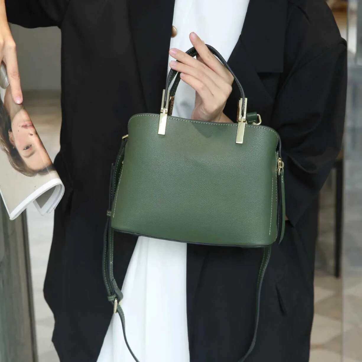 Ladies' Calfskin Handbag Stylish & Versatile Genuine Leather Shoulder Bag For Women,Large Capacity High-Quality Crossbody Tote