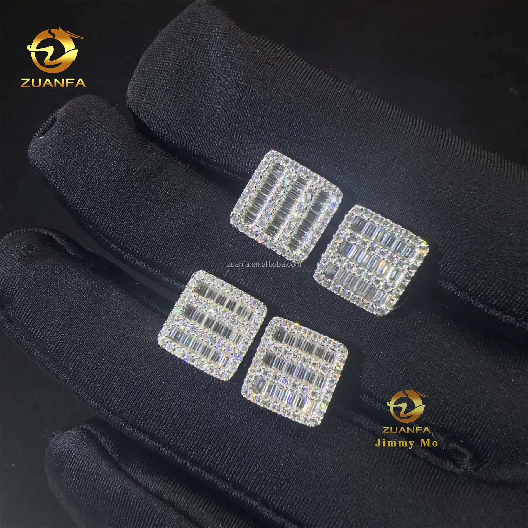 Popular Style Luxury Rapper Style Iced Out Hip Hop Man Stud Earrings Moissanite Diamond Screw Back Stud Earring 925 Silver