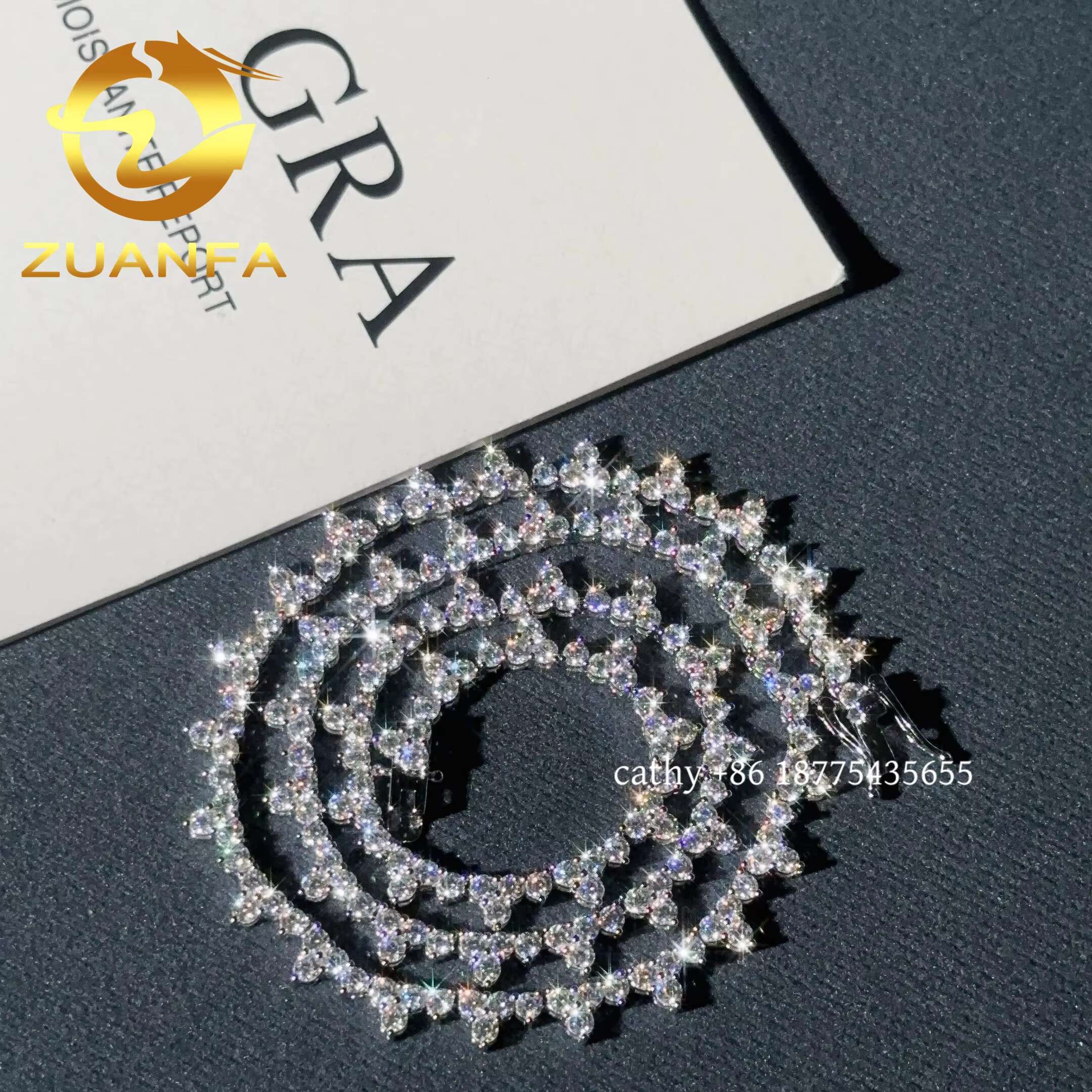 Ready to Ship 3mm Cluster Lab Diamond Tennis Necklace Hip Hop Silver 925 Moissanite Tennis Chain Daily Wear Jewelry